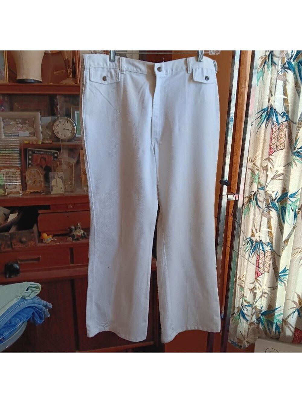 Disco Jeans 36x30 True Vintage 1970's Flare Leg Tobias Cream/White Distressed